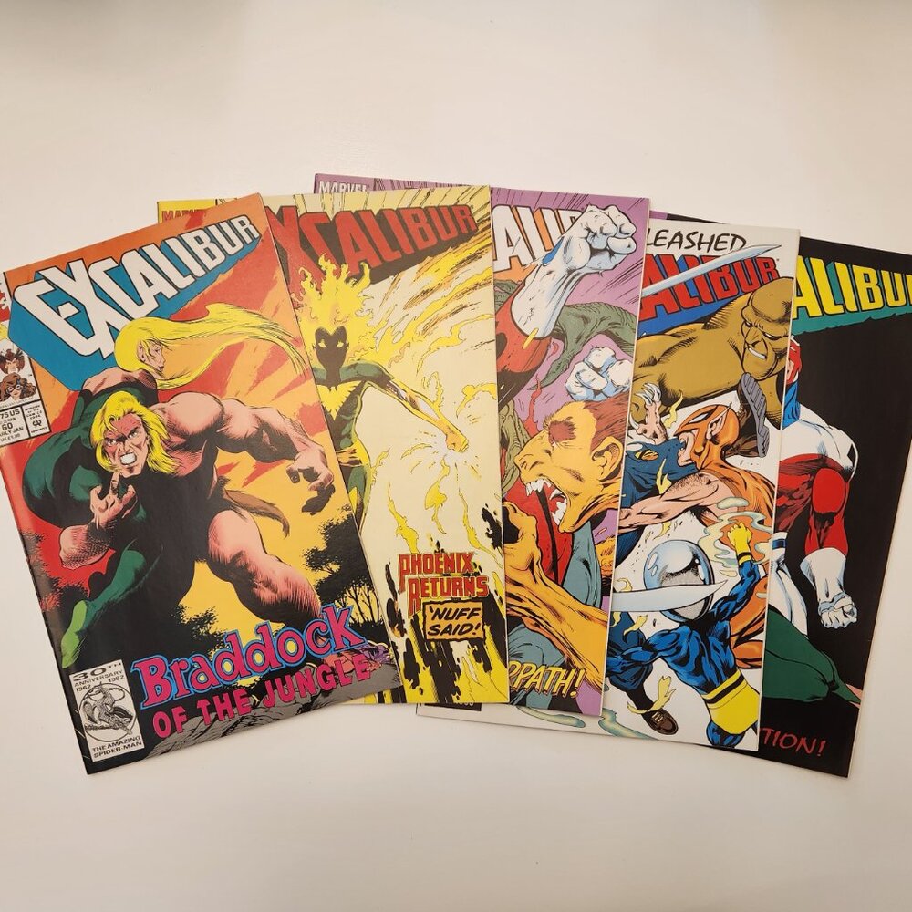 Lot of 5 Excalibur Comic Book 60 61 62 63 64 1993 Marvel Run Phoenix Kylun 90s